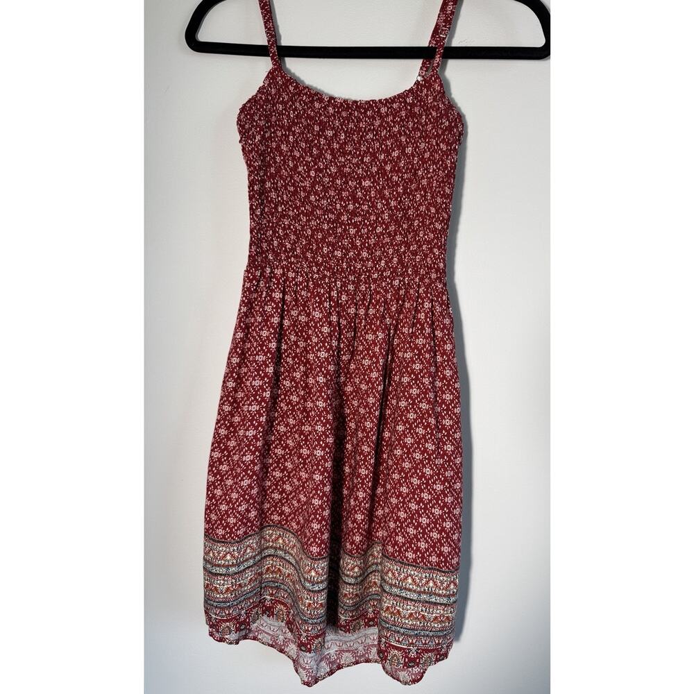 Fashion Nova Red Floral Bohemian Sundress Comfy Size S Spring Summer